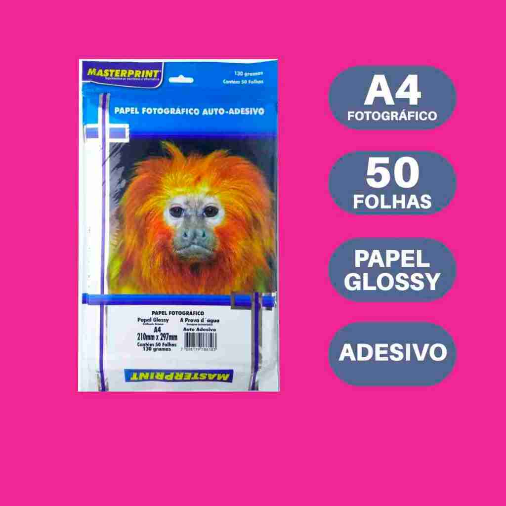 Papel Fotográfico ADESIVO Glossy 130G 50 Folhas A4 Brilho Original