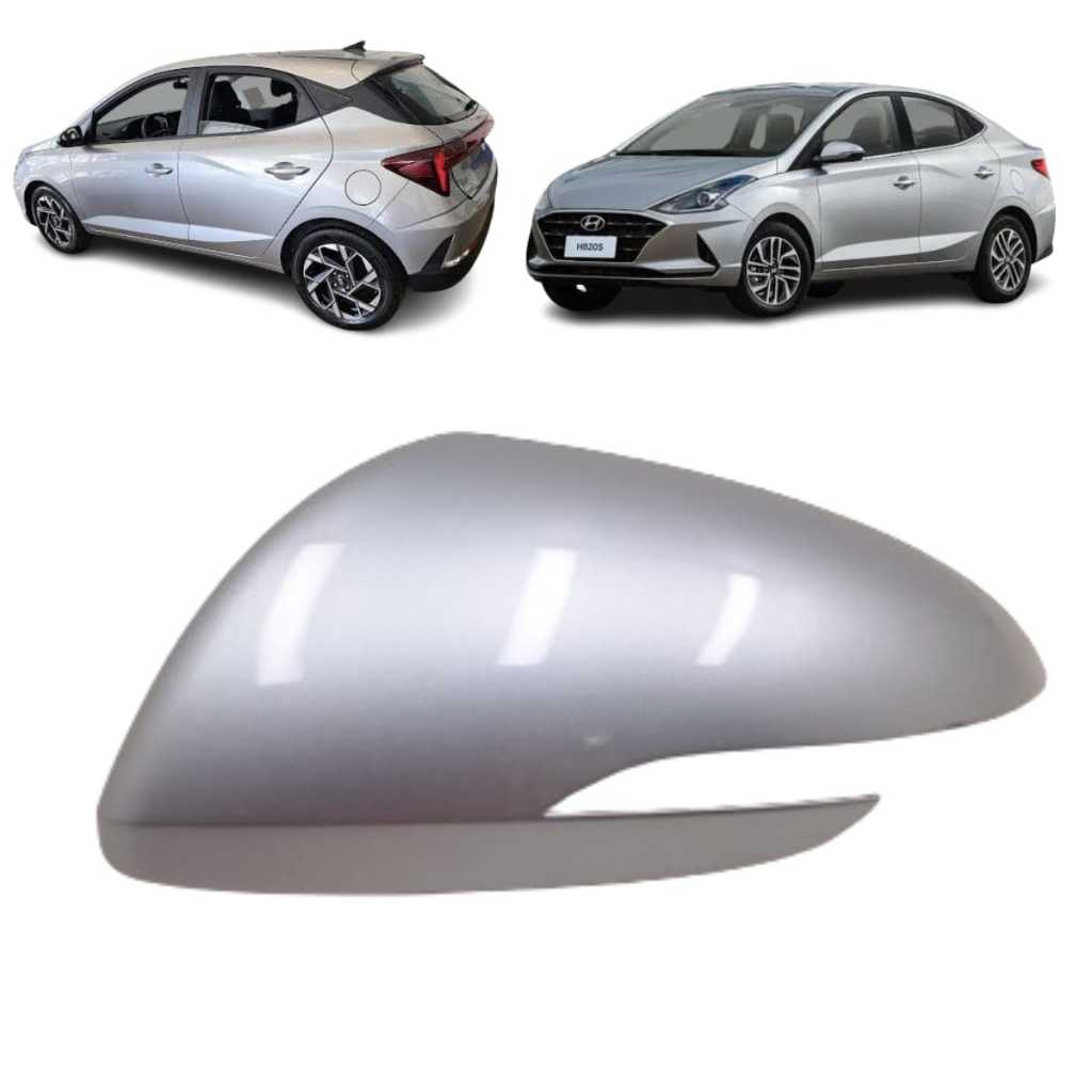 Capa Retrovisor Hyundai Novo HB20 Lado Motorista Original Metagal Prata Brisk