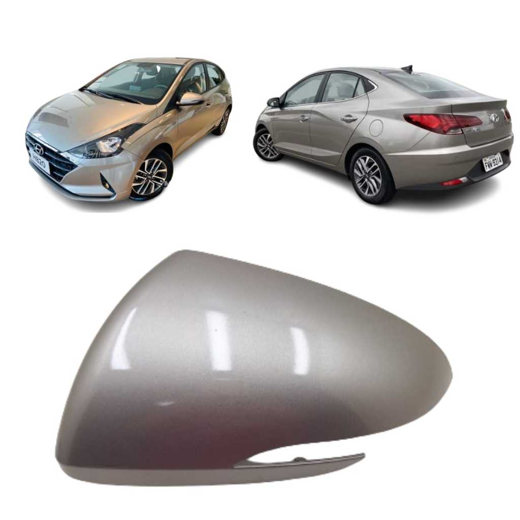 Capa Retrovisor Hyundai Novo HB20 Lado Motorista Original Metagal Prata Sand