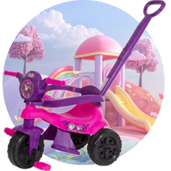 Motoca Triciclo Velotrol Infantil Menina 1 ano Rosa - Modelo Completo - Cert INMETRO - QUEEN SHOP
