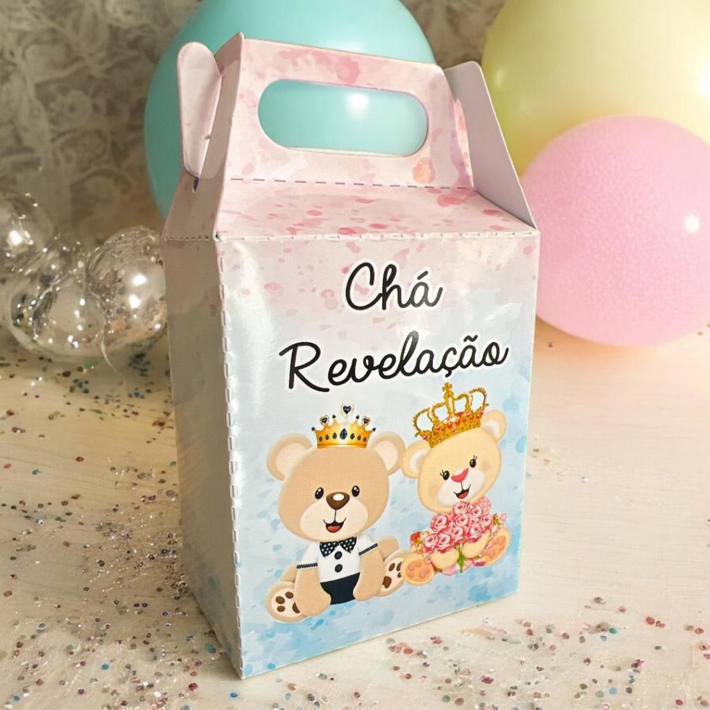 Caixa caixinha milk maleta  lembrancinha de Festa Chá Revelação ursinhos rosa e azul Pronta Entrega