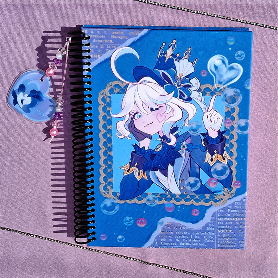 SKETCHBOOK Caderno para Desenho 90gr Holográfico - Furina - Genshin Impact - Encadernação Espiral - 80 Flhs A5