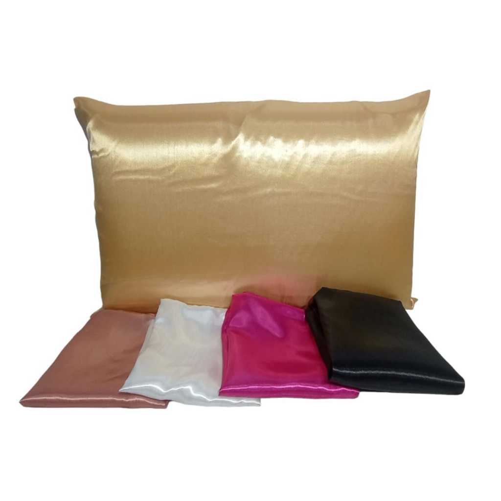 04 Fronhas de Cetim 70x50 Antifrizz com zíper Diversar Cores em Oferta na Shopee