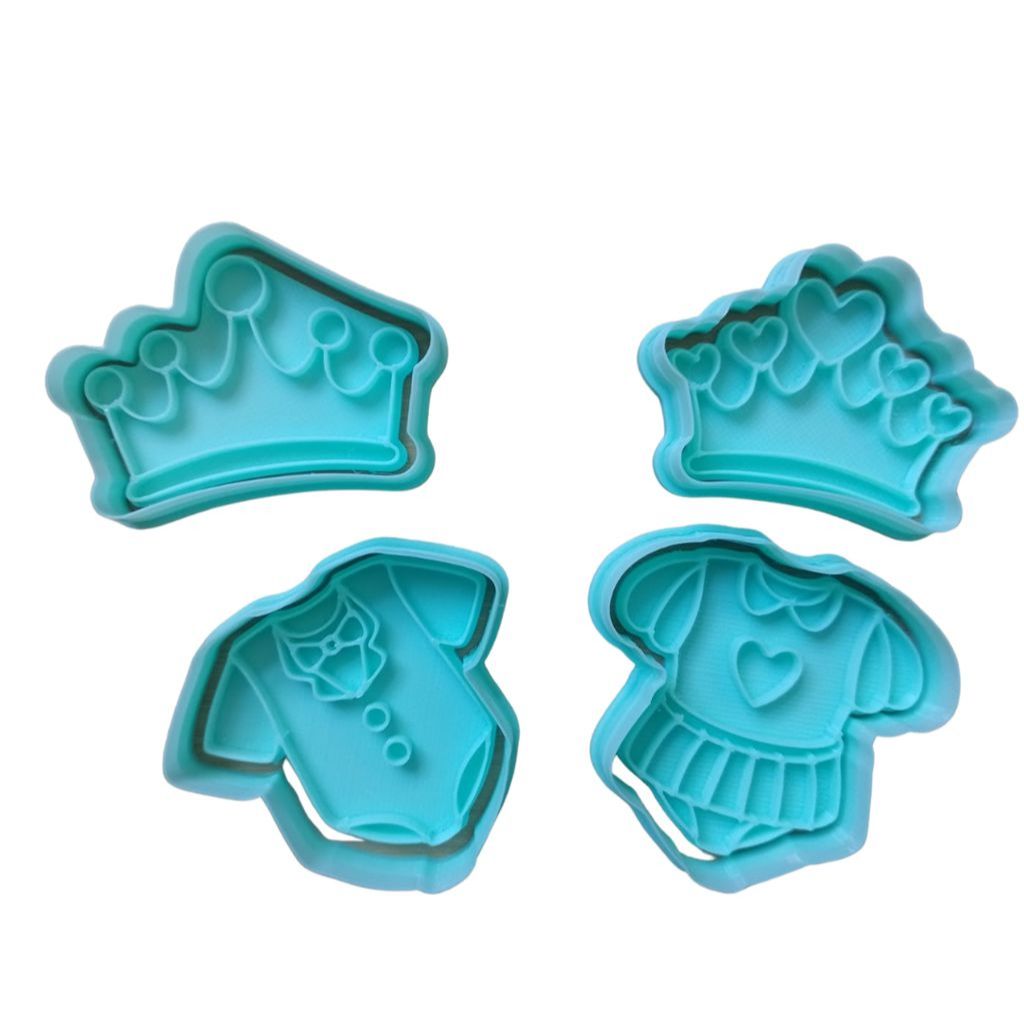 1 Cortador de Biscoito Biscoito Pasta Americana Biscuit Chá de Bebe Coração com Coroas CT11677