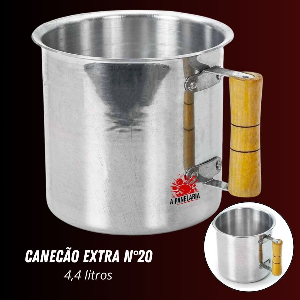 Canecão 4,4 Litros grande de alumínio Com Orla Em Alumínio Cabo De Madeira N°20 em Oferta na Shopee