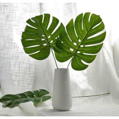 2 Folhas Artificial Verde Costela De Adão Grande Planta Artificial Decoração em Oferta na Shopee