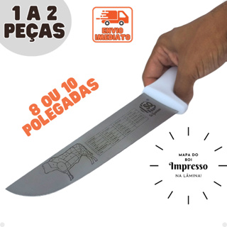 Faca Carne Chef Aço Cabo Branco 8'' ou 10" Profissional Churrasco Entre as melhores facas de cozinha em Oferta na Shopee
