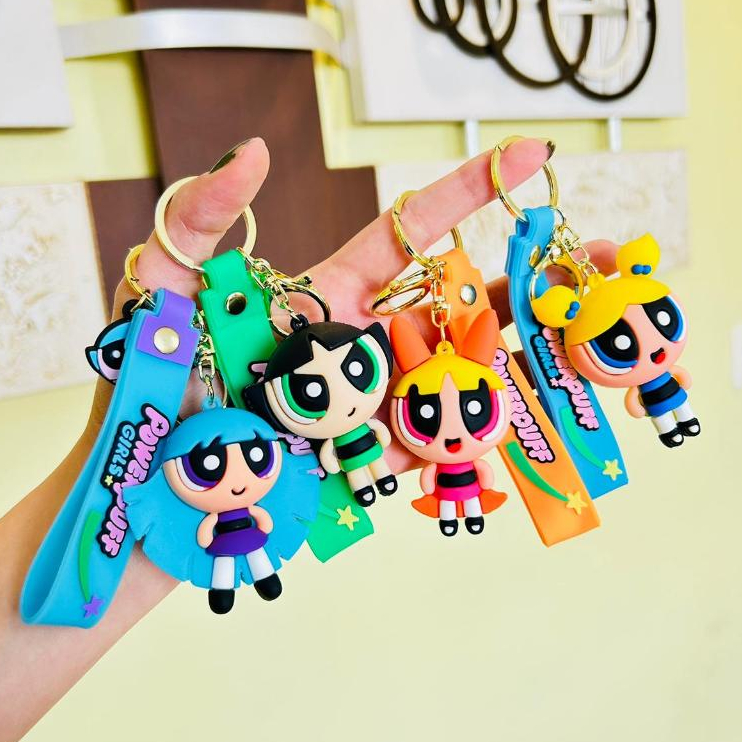 Chaveiro de Animação Emborrachado Meninas Super Poderosas Lindinha Florzinha Docinho Desenho Animado