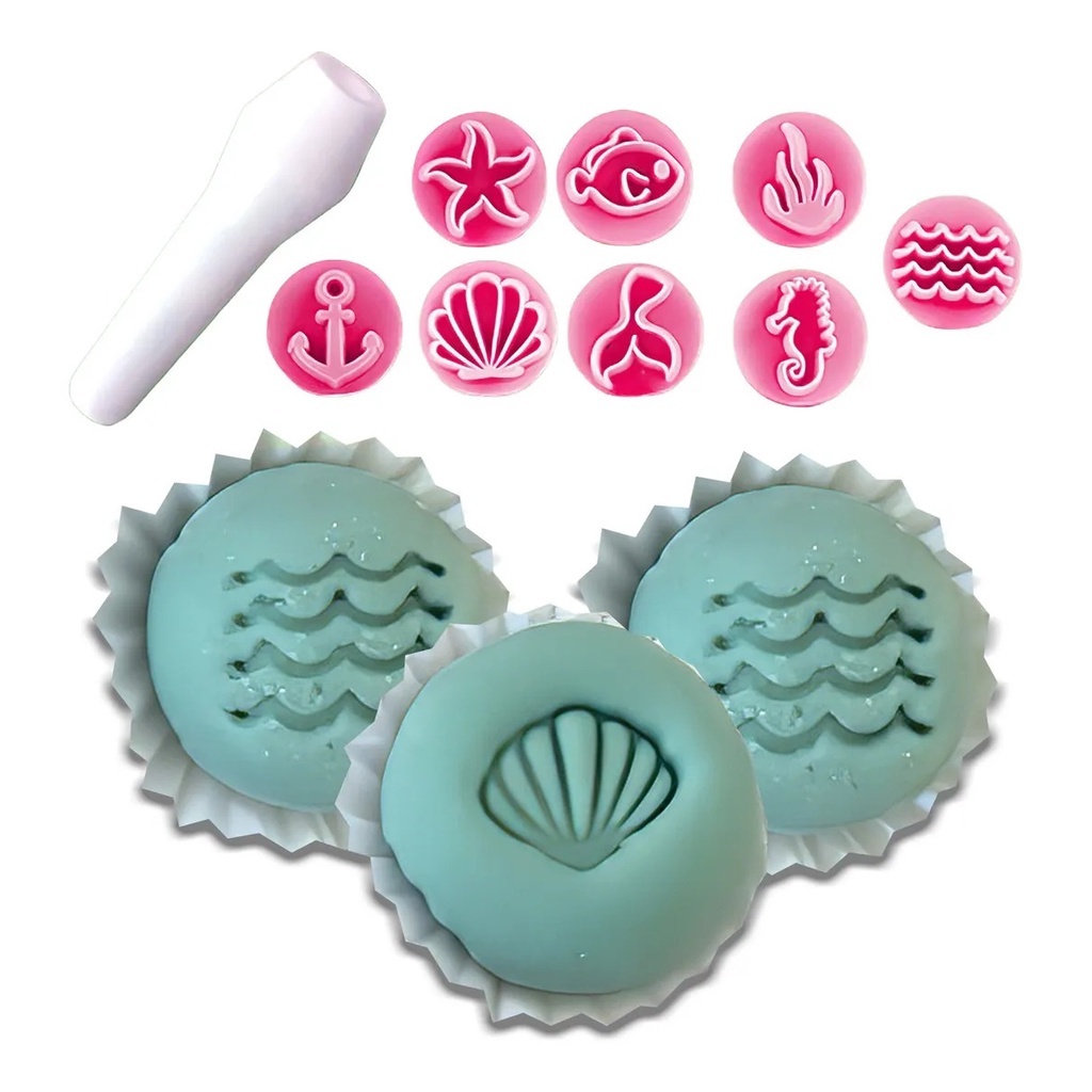 Kit Carimbos decoração Fundo Do Mar Com 9 Peças Da Blue Star em Oferta na Shopee