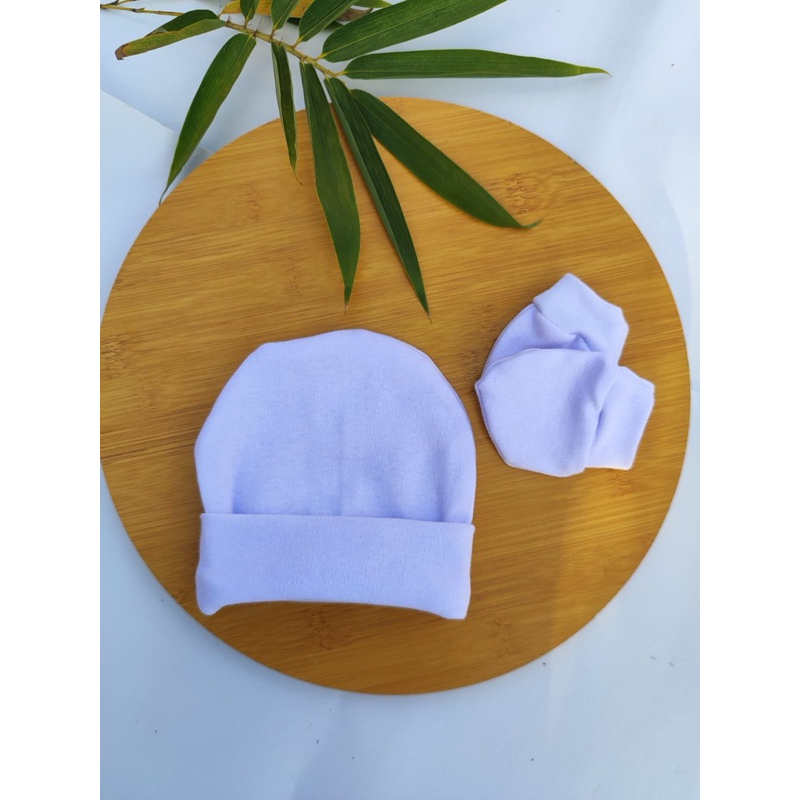 Toca e Luvinha Branca Minimalista Para Bebê Recém Nascido Suedine 100% Algodão Antialérgico Enxoval Maternidade