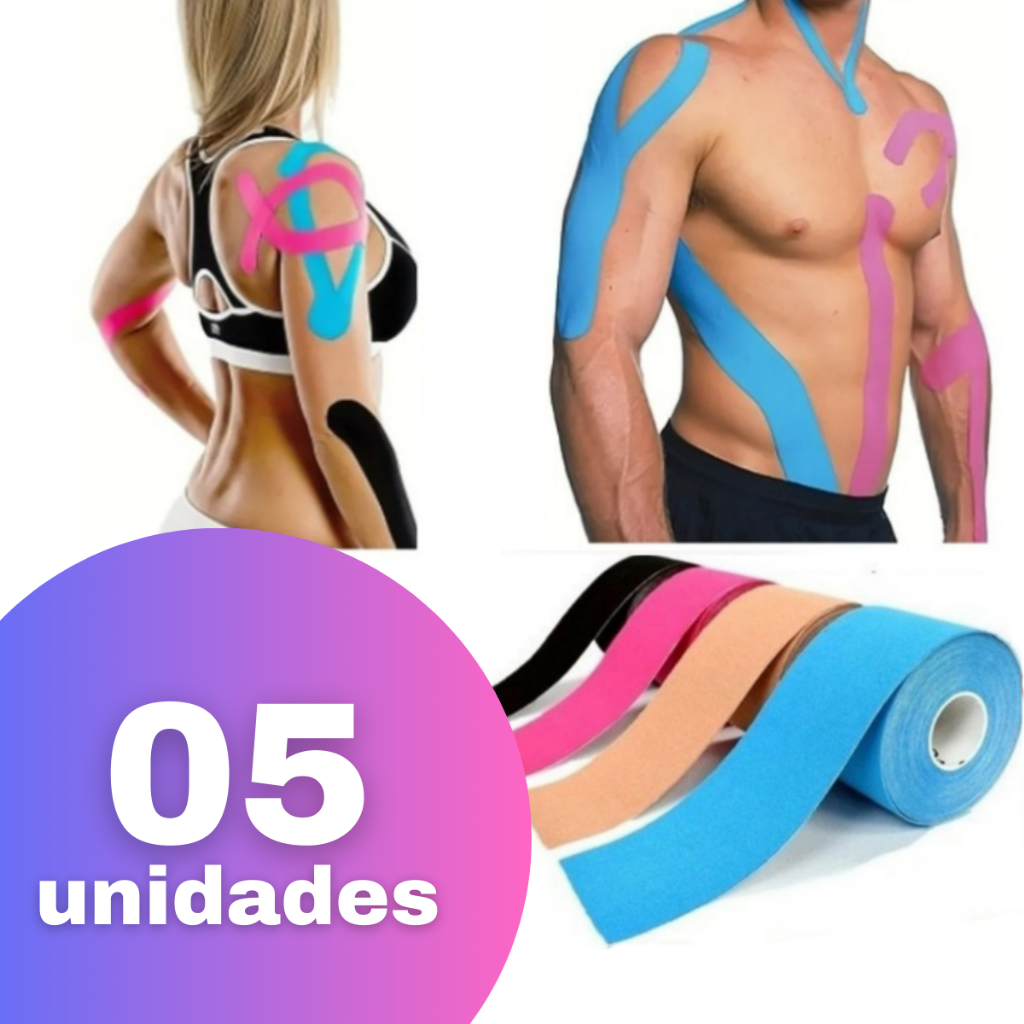 Bandagem Adesiva Elástica Kinésio Tape Funcional Muscular Fisioterapia Cinesiológica