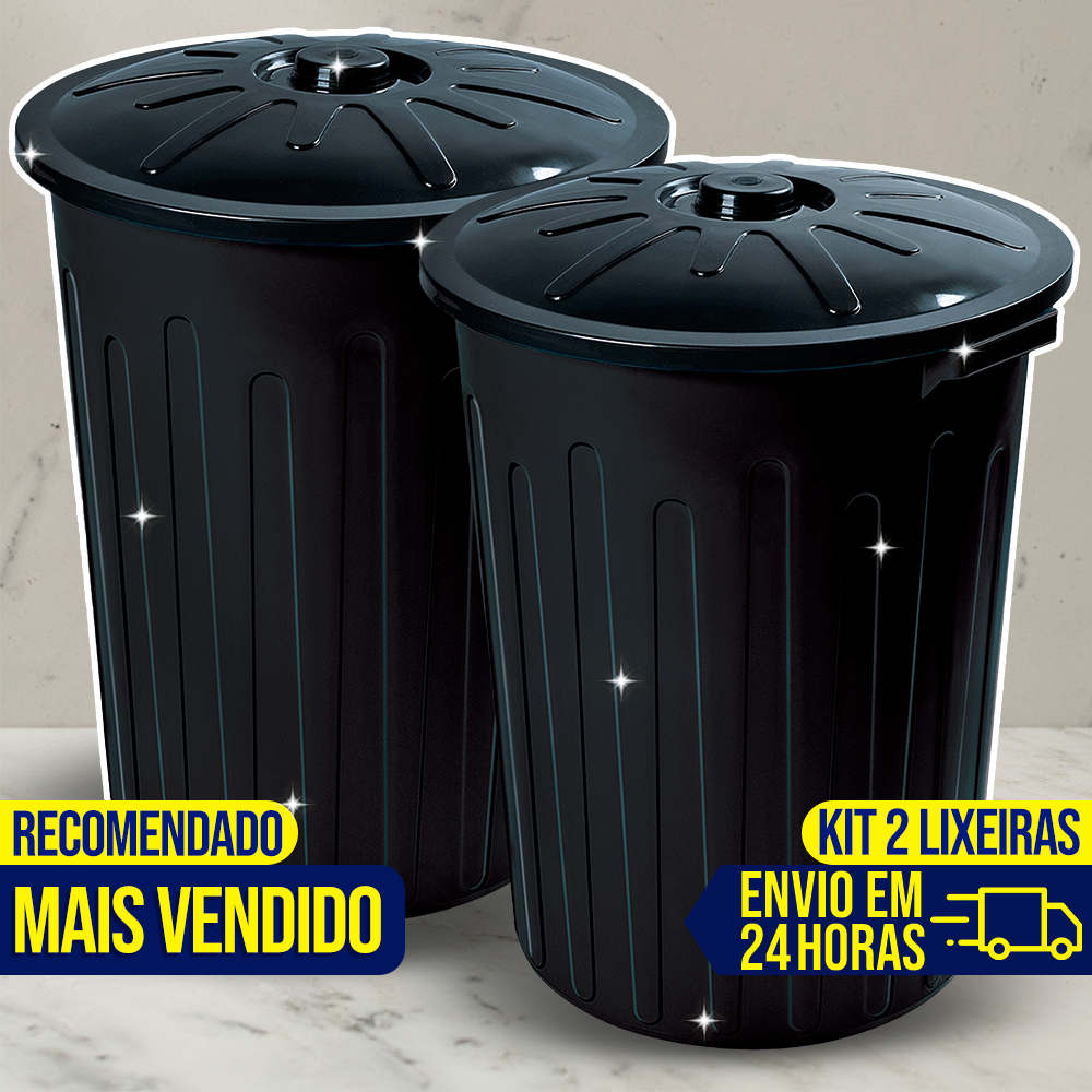 Kit 2 Lixeira Cesto de Lixo GIGANTE 30 Litros Com Tampa Para Banheiro Cozinha Saco Lixo CABE TUDO