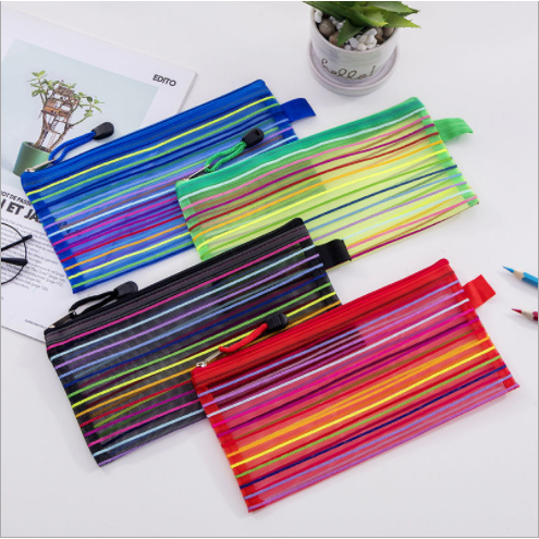 50 Unidades Estojo Multiuso Bolsinha Nylon Colorido Necessaire Promoção em Oferta na Shopee