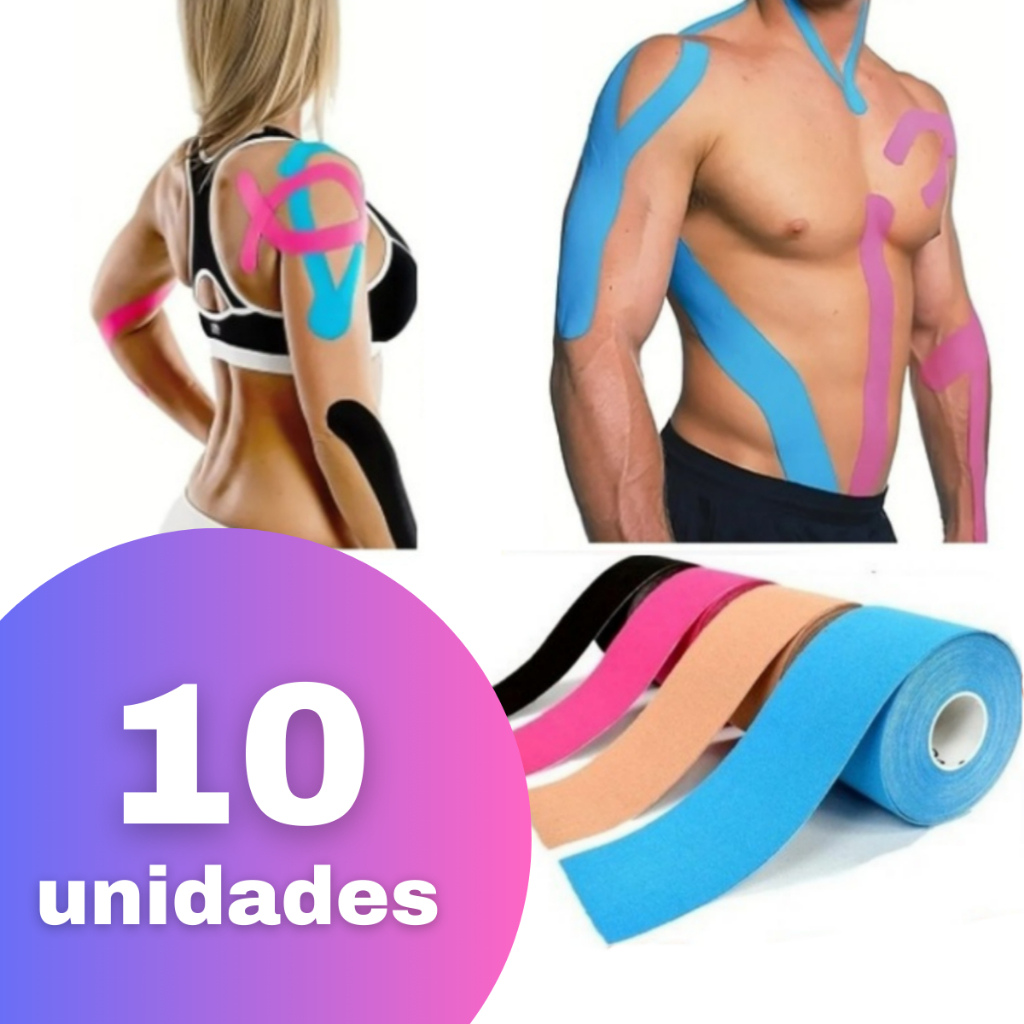 Bandagem Adesiva Elástica Kinésio Tape Funcional Muscular Fisioterapia Cinesiológica