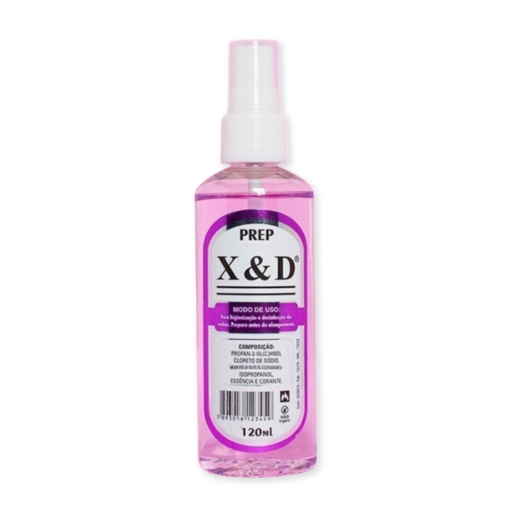 Prep Spray 120ml X&D Bactericida Antisséptico para Unhas