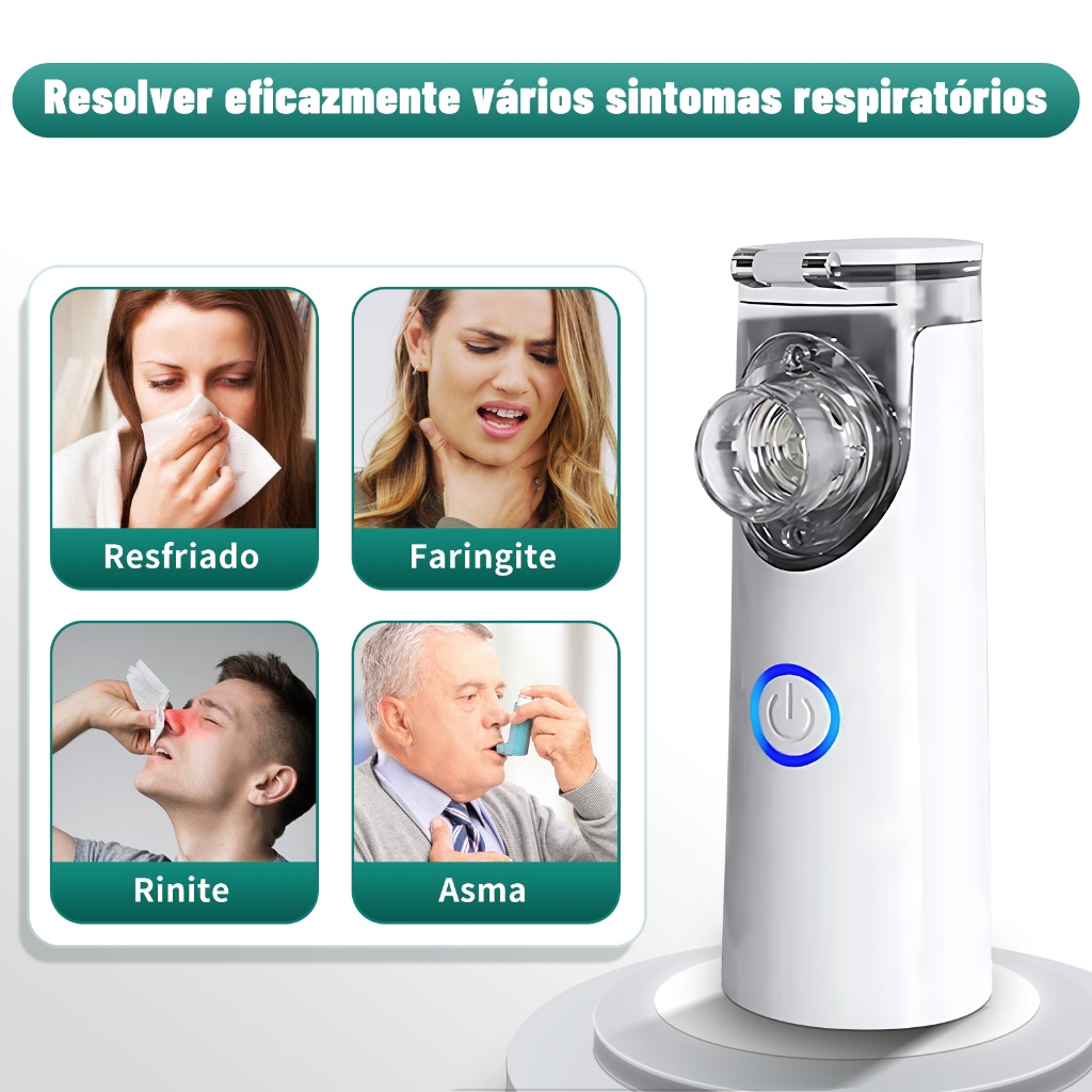 Nebulizador Portátil, Inalador Silencioso Ultrassônico, Ideal para Adultos e Crianças