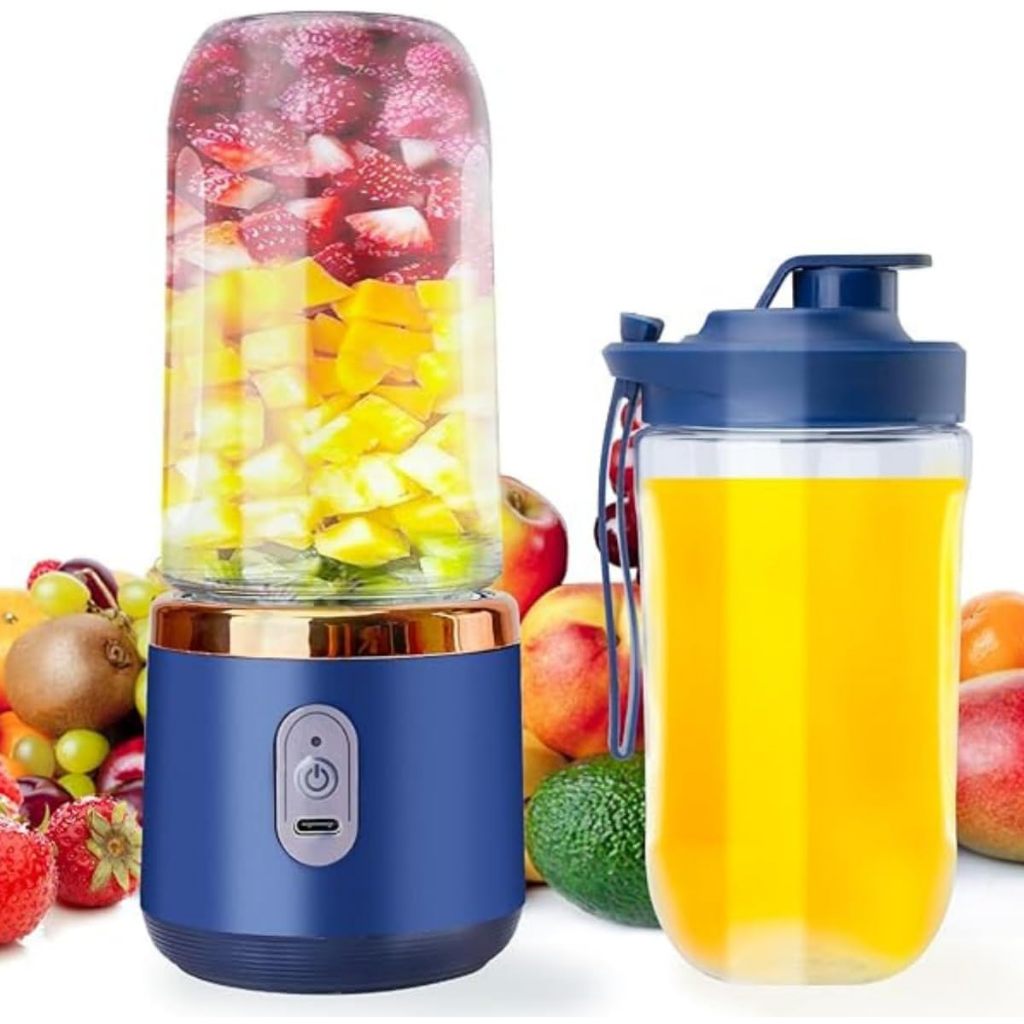 Espremedor elétrico sem fio com 6 lâminas, copo de suco de frutas, mini suco elétrico automático 400 ml