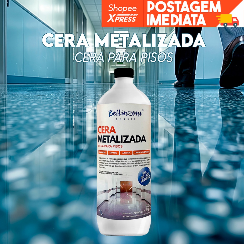 Cera metalizada para pisos | Marmore, Granito, Ardósia, cimento queimado |