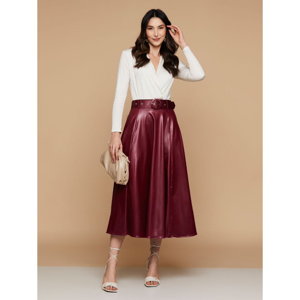 Saia Longuete  Cirrê com Cinto Moda Evangélica 155