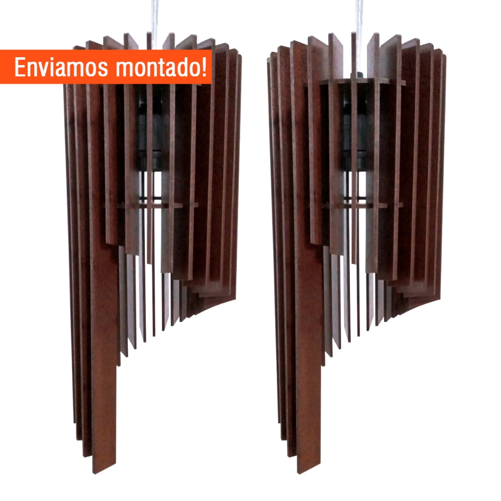 Kit 2 Lindas Luminárias de Teto Pendente Decoração Casa Sala Cozinha Varanda Área Gourmet em MDF em Oferta na Shopee