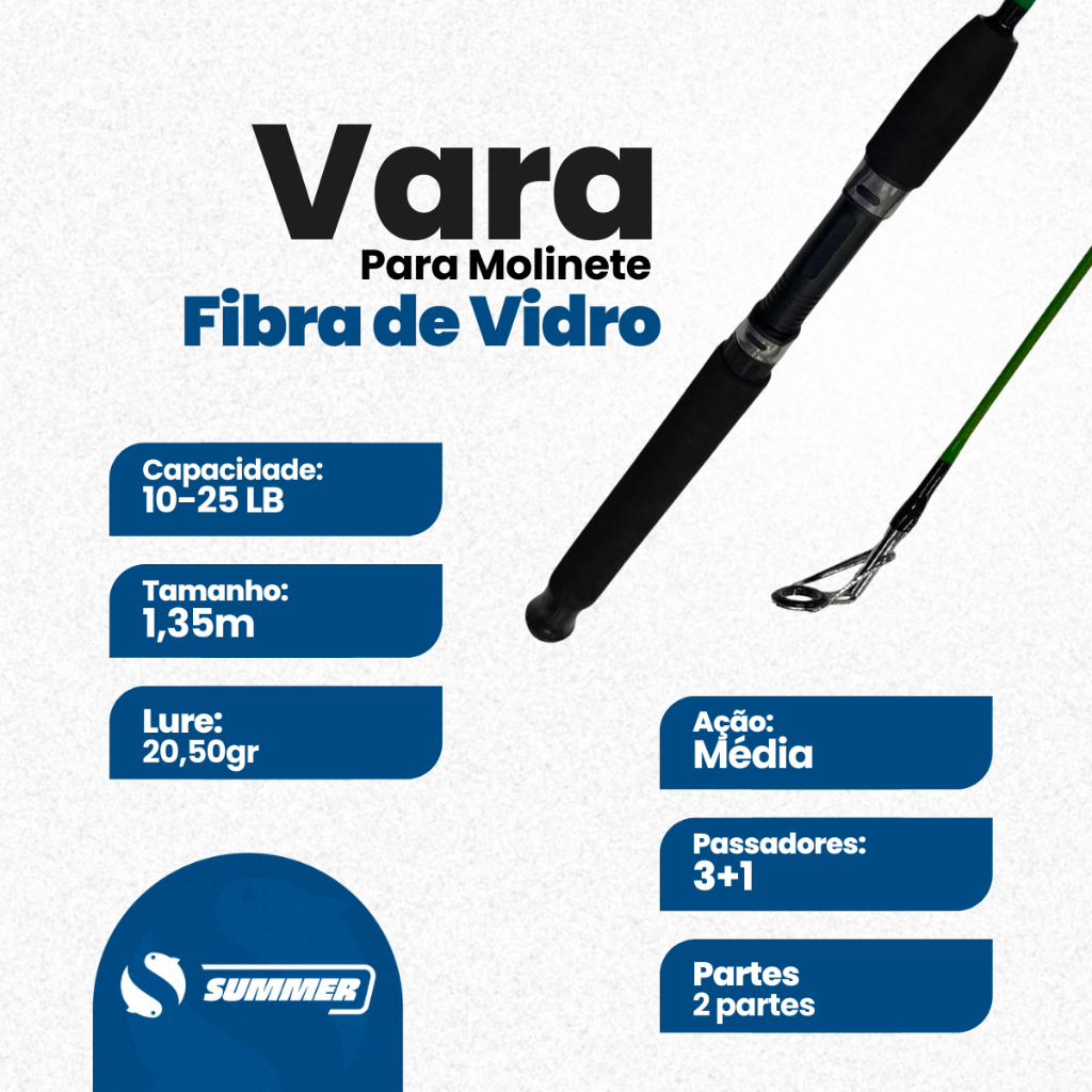 Vara Para Molinete 1,35m 10-25lb Reforçada Fibra Maciça Deyu · foto 2