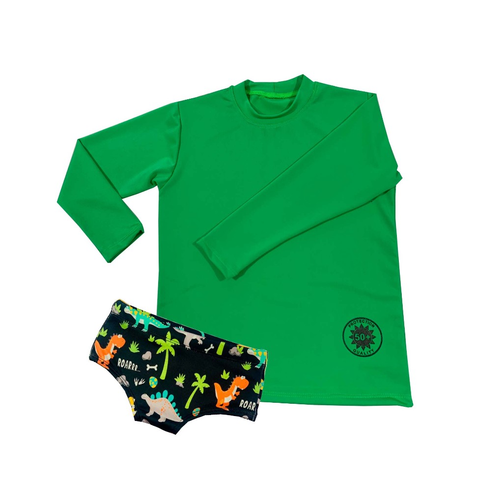 Conjunto UV Camisa + sunga infantil/juvenil praia/piscina para meninos de 1 à 16a nos