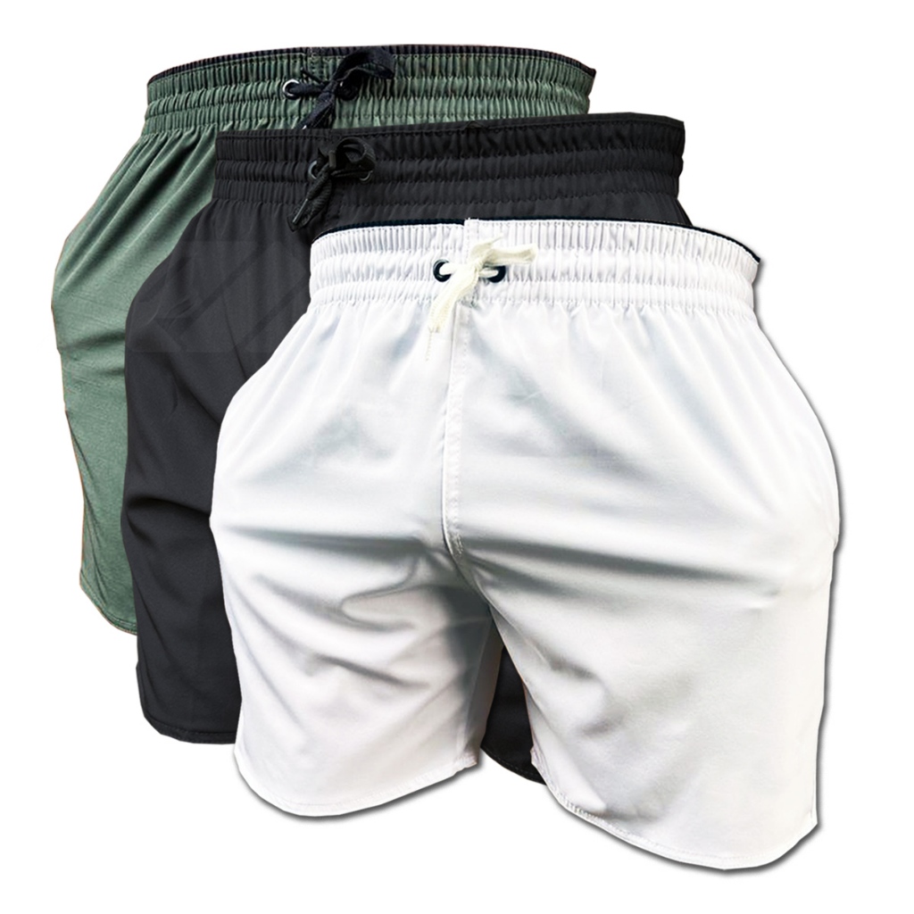 Kit 3 Short de Elastano Dry fit Bermuda de Praia Piscina e Academia