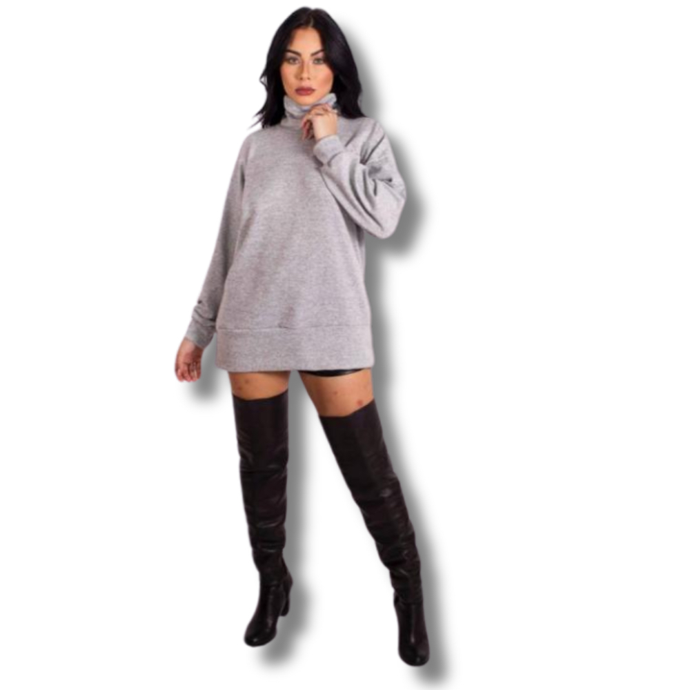 Blusa de Inverno DIFERENTT Gola Alta e Manga Longa em Tecido de Lãnzinha: Inverno Roupas Femininas