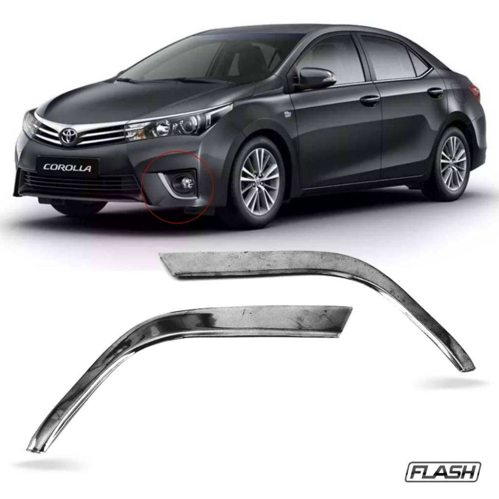 Par Aplique Cromada Friso Moldura Milha Corolla 2015 2016 2017 Adaptável