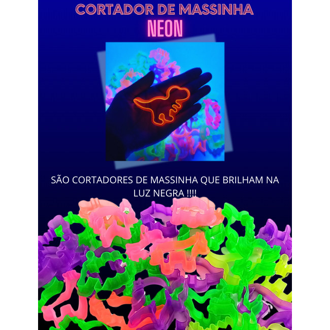 Kit 100 Cortador Forminha Neon para Massinha Modelar Molde Dino Safari Festa Lembrancinha Prenda · foto 2