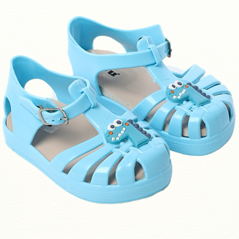 Sandália infantil dinossauro azul papete menino infantil juju shoes