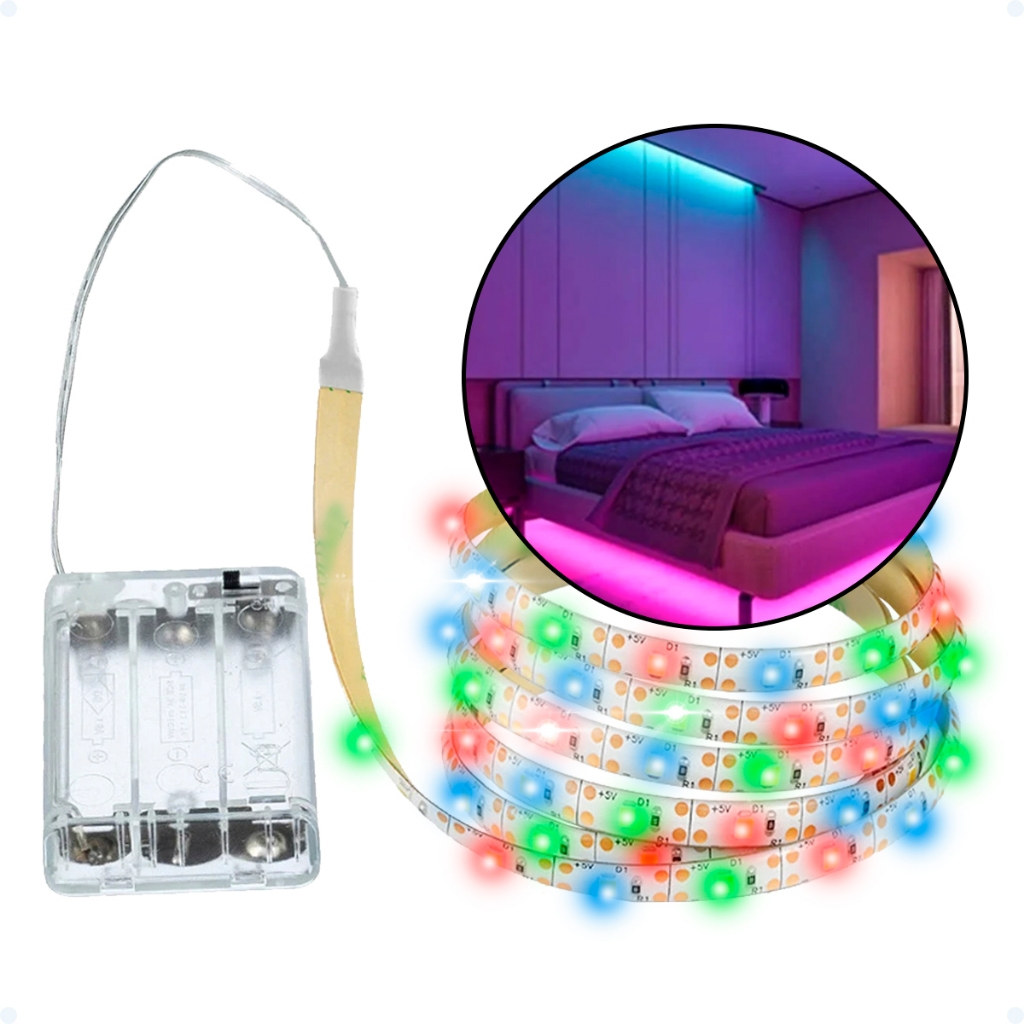 Fita De Led 2 Metros Luz RGB Para TV Auto Adesiva Luminoso 120 Leds Flexível Decoração Quarto