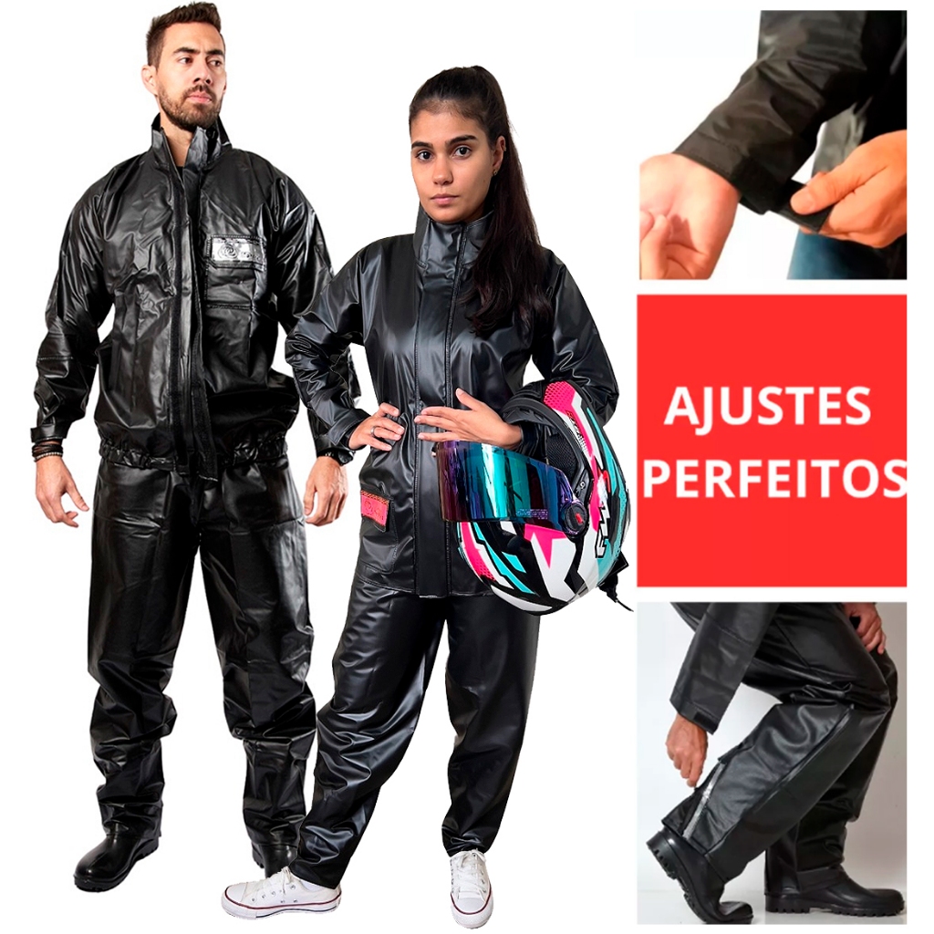 Capa de Chuva Conjunto Completo Bolso Pvc Impermeável Para Motoqueiro Adulto - Feminina Masculino em Oferta na Shopee