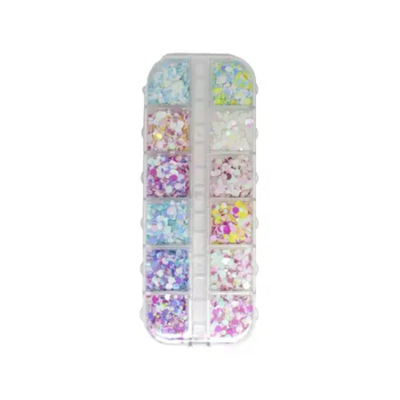 Gliter Flocado Decoração De Unhas Encapsular - 12 Cores Baby Flocos Real Love