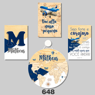 Kit 3 Placas Decorativas + 1 Porta Maternidade Redondo Safari Aviação Azul Personalizado Nome Quarto em Oferta na Shopee