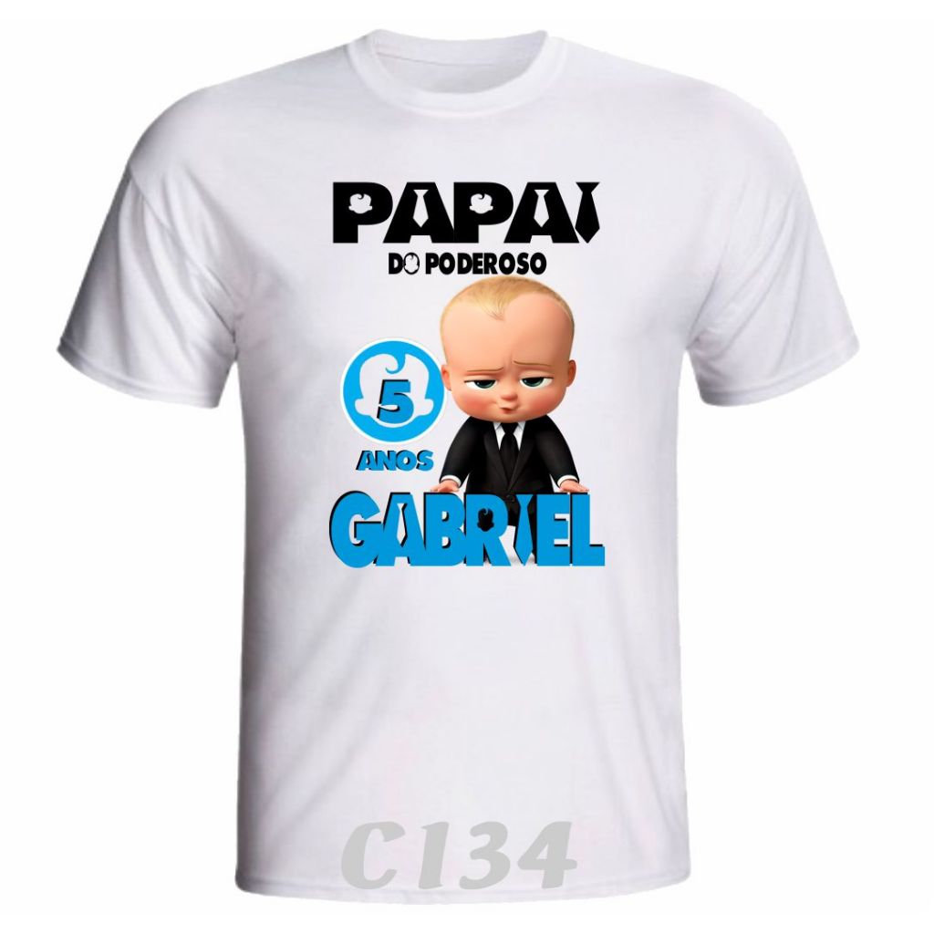 1 Camiseta Personalizada " O Poderoso Chefinho " para Aniversário ou festa Temática C134