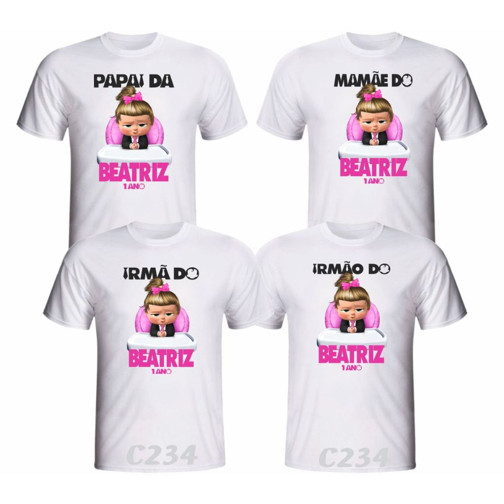 Kit 4 Camisetas Personalizada A Poderosa Chefinha para aniversário ou festa temática