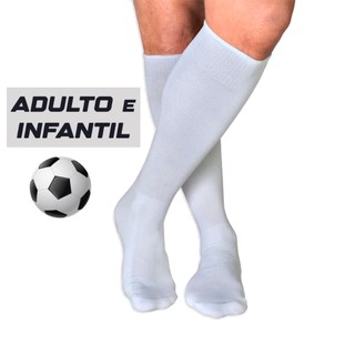 Meia de Futebol Vários Tamanhos Poliamida Qualidade Branca Meião Até o Joelho Alto BRANCO Adulto Juvenil Infantil Buky