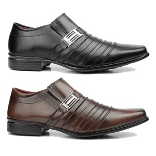 Kit 2 pares sapato social masculino preto e marrom estilo classico em Oferta na Shopee