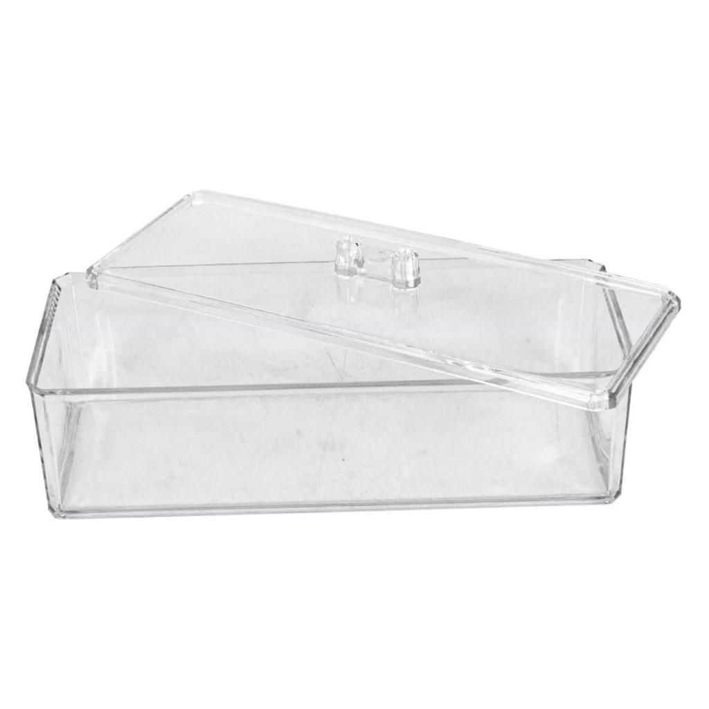 Caixa organizadora acrílico com tampa maquiagem algodão cosmético 20x12 SUPER OFERTA LANÇAMENTO