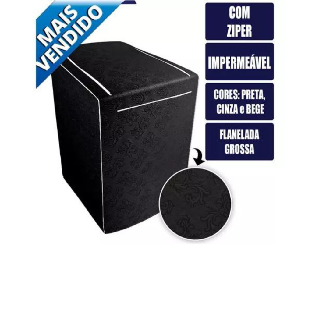 Capa de Máquina de Lavar Electrolux Brastemp Consul com Ziper 10, 11, 12, 13, 14, 15, 16, 17kg Envio Imediato