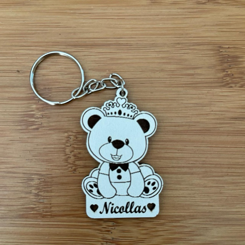 Kit de Chaveiros Ursinho Principe Aniversarios Brinde Aniversário Infantil em MDF