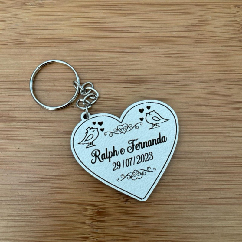 Kit de Chaveiros Coração Casamento Brinde Casamento Personalizado em MDF