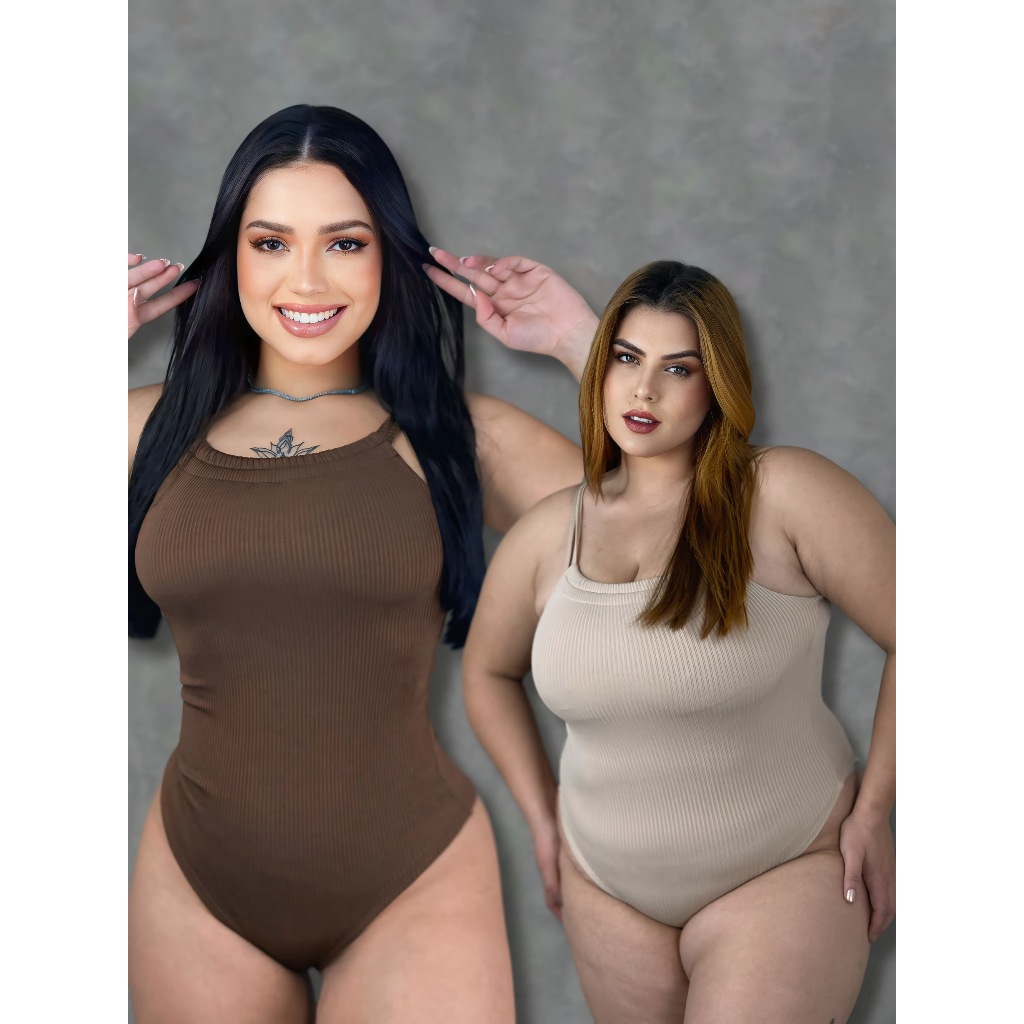 Body Feminino Veste ATÉ N46 PLUS SIZE Anarruga Premium Alça Dupla Malha Canelada Regatinha