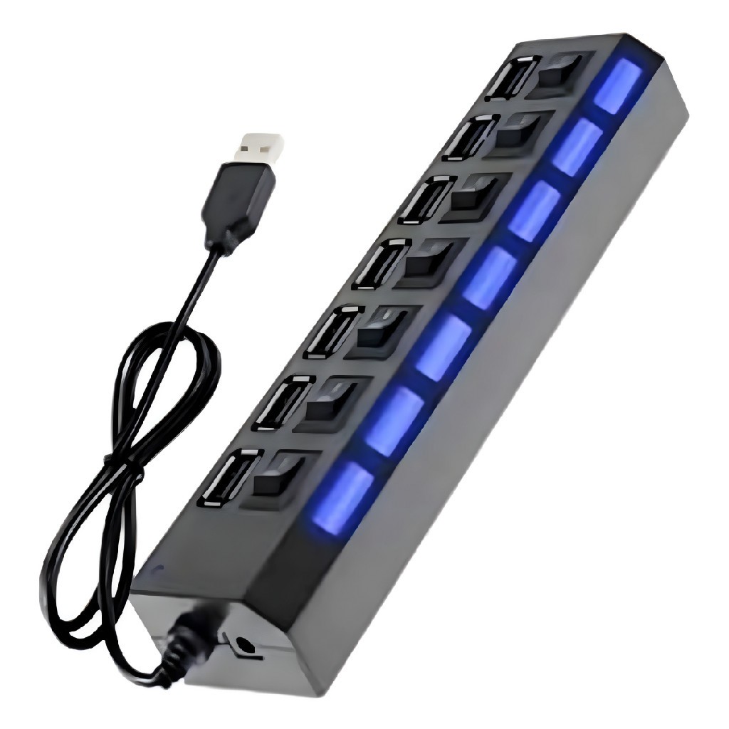 Hub USB 3.0 H'maston 7 Portas com LED e Interruptores Individuais