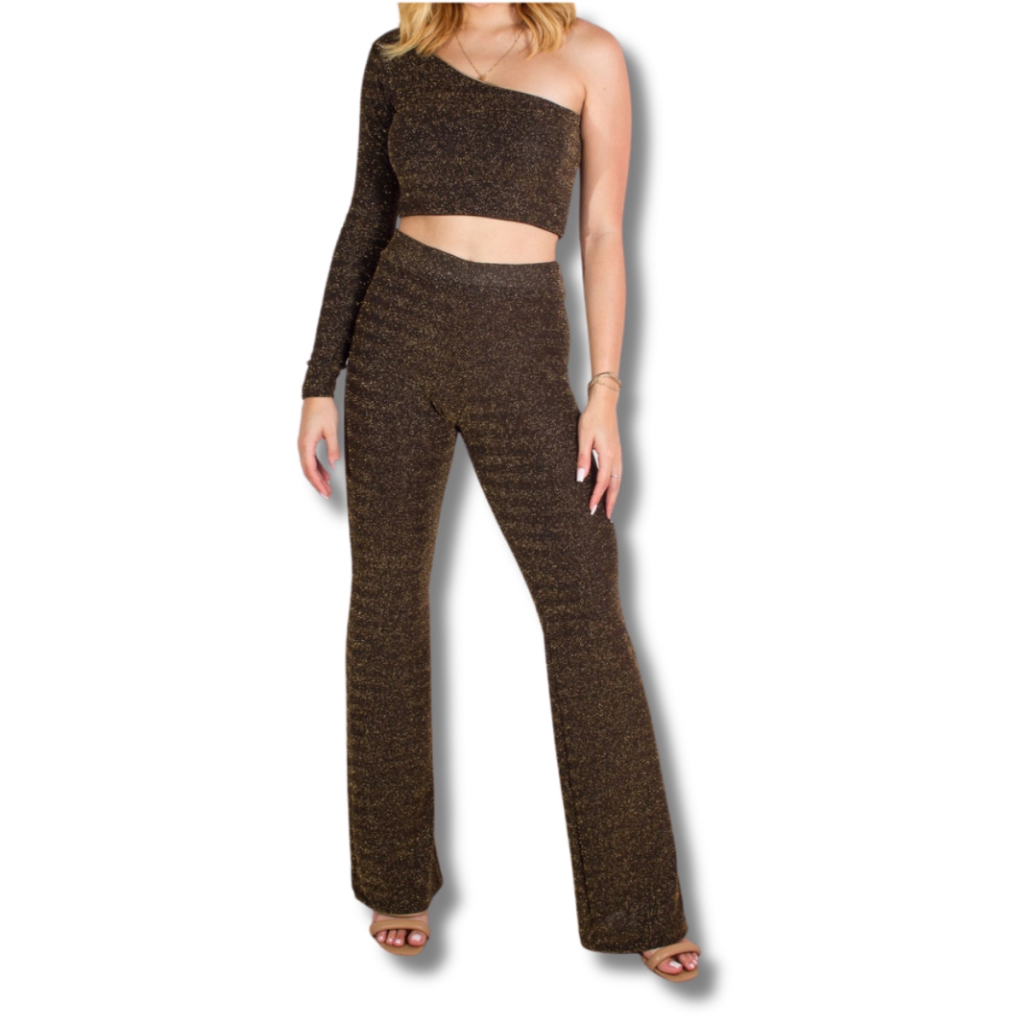 Conjunto Cropped e Calça Malha Lurex DIFERENTT Elegância e Versatilidade em um Só Produto