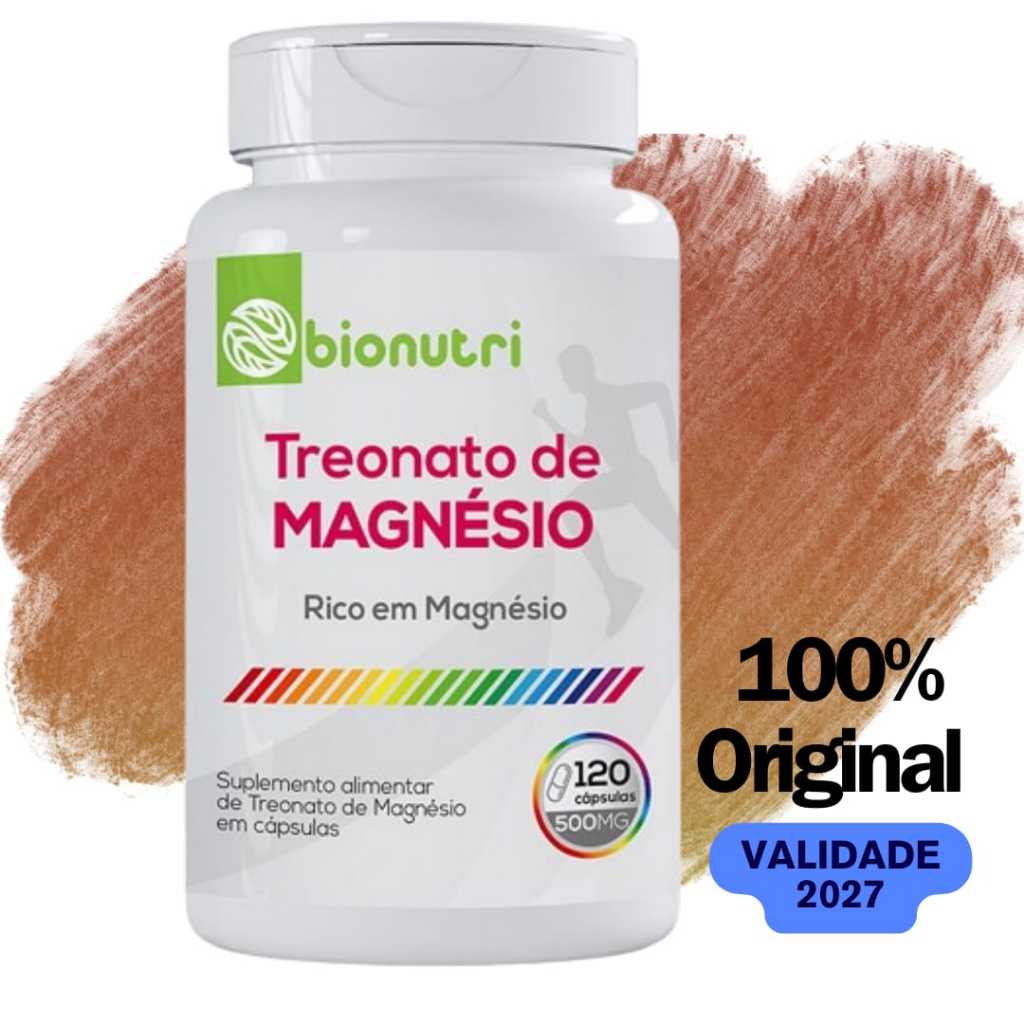 Treonato de Magnésio 500mg Original Bionutri 120, 240 ou 360 Cápsulas