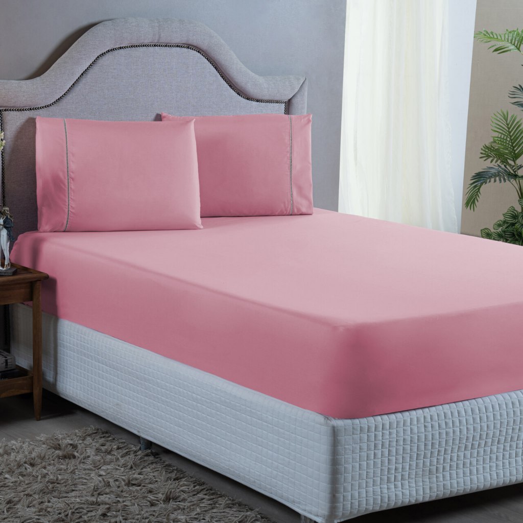 Jogo de Cama Super King 400 Fios Ponto Palito Micropercal 3 Peças Toque Macio Aveludado