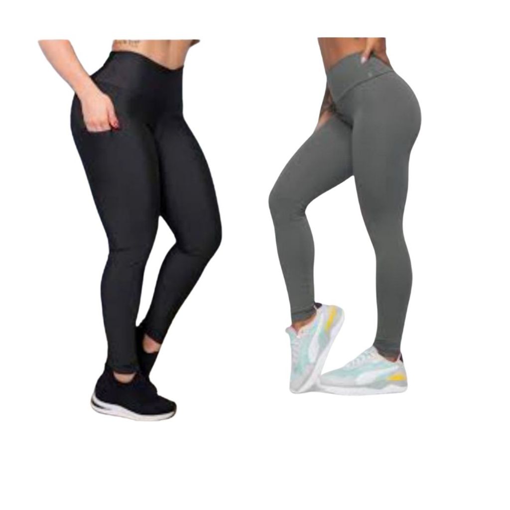 Kit 2 Calça Legging Flanelada Grossa Calça Leg Peluciada Forrada Por Dentro Costura Reforçada Modeladora Cintura Alta