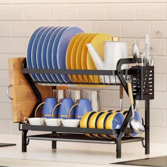 Escorredor De Louças Aço Inoxidável Organizador Moderno Com Porta Talher e Bandeja em Oferta na Shopee